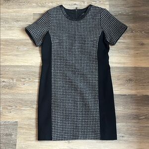 J. Crew Wool/Leather Houndstooth Sheath Dress